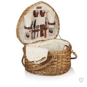 Heart shaped wicker picnic basket
